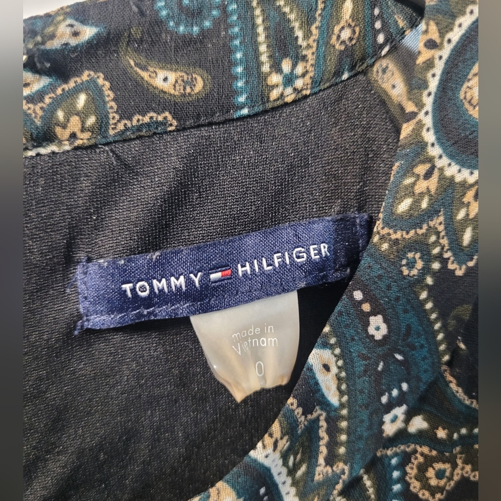 Tommy Hilfiger Black and Cream Paisley Long Sleeve Dress - Picture 4 of 6